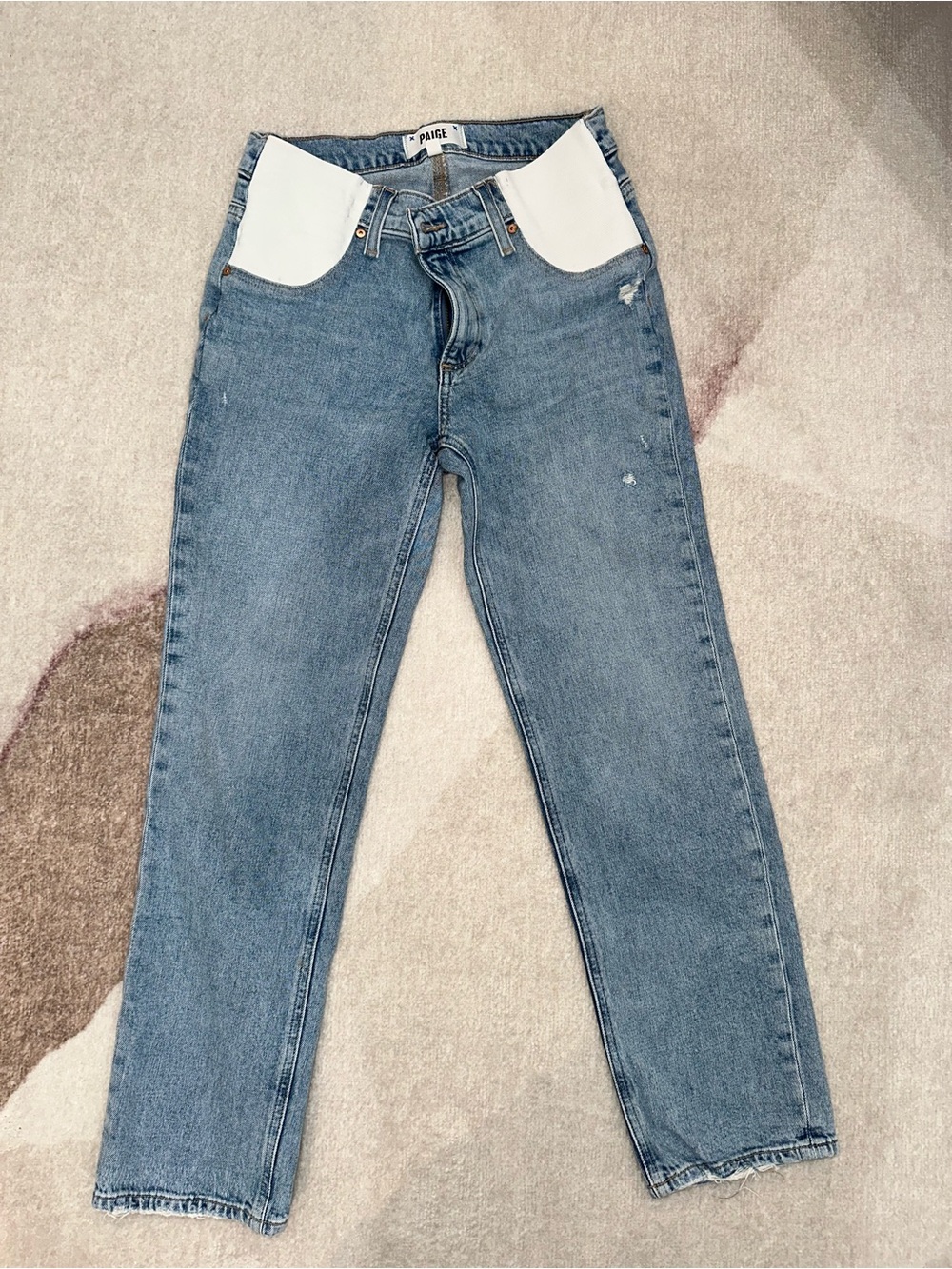 PAIGE Maternity Light Blue Jeans with White Pocket Panels